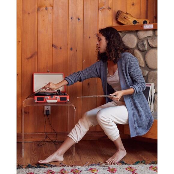 Toad & Co Recycled Denim Waffle Knit Cardigan Sweater Gray Small Long Line - Picture 9 of 13